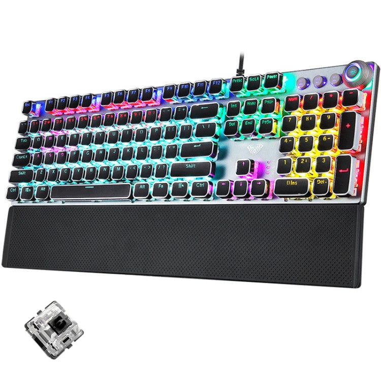 AULA F2088 108 Keys Mixed Light Plating Punk Mechanical Black Switch Wired USB Gaming Keyboard with Metal Button My Store