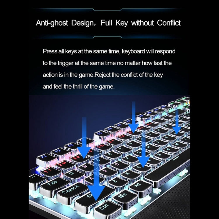 AULA F2088 108 Keys Mixed Light Plating Punk Mechanical Black Switch Wired USB Gaming Keyboard with Metal Button My Store