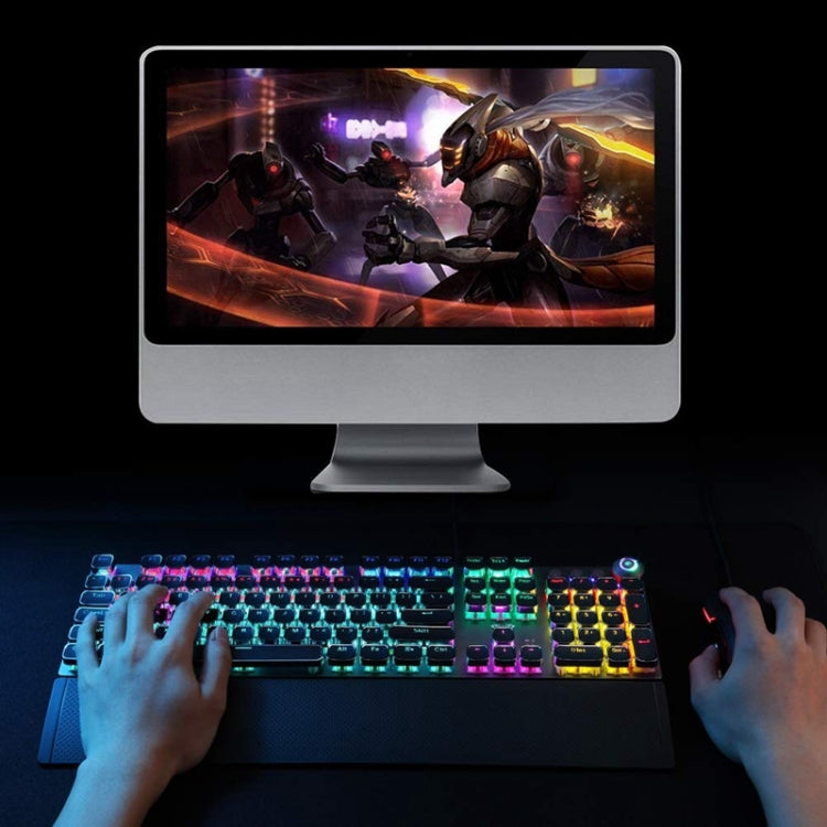 AULA F2088 108 Keys Mixed Light Plating Punk Mechanical Blue Switch Wired USB Gaming Keyboard with Metal Button