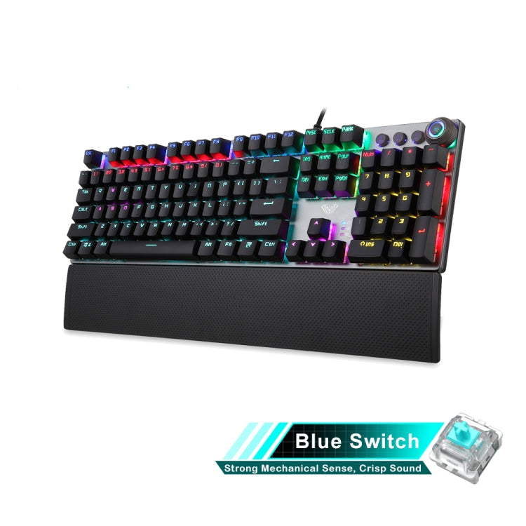 AULA F2088 108 Keys Mixed Light Mechanical Blue Switch Wired USB Gaming Keyboard with Metal Button My Store