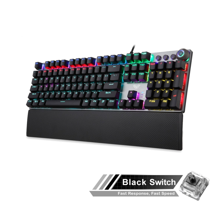 AULA F2088 108 Keys Mixed Light Mechanical Black Switch Wired USB Gaming Keyboard with Metal Button My Store