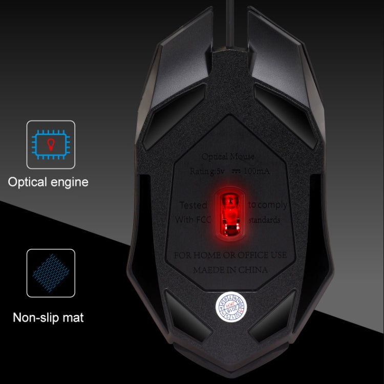 Chasing Leopard K2 USB LED Backlight 1600DPI Three-speed Adjustable Wired Optical Gaming Mouse, Length: 1.3m