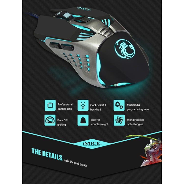 iMICE V5 USB 7 Buttons 4000 DPI Wired Optical Colorful Backlight Gaming Mouse for Computer PC Laptop