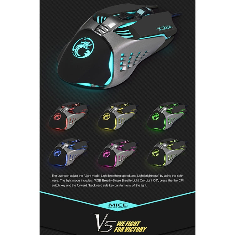 iMICE V5 USB 7 Buttons 4000 DPI Wired Optical Colorful Backlight Gaming Mouse for Computer PC Laptop