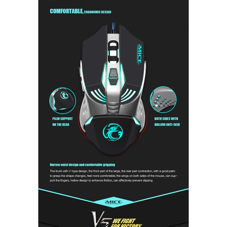 iMICE V5 USB 7 Buttons 4000 DPI Wired Optical Colorful Backlight Gaming Mouse for Computer PC Laptop My Store