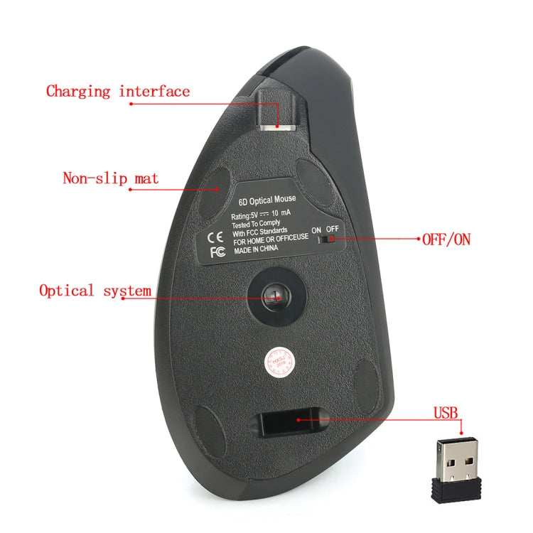 HXSJ T22 2.4GHz Wireless 4-Keys 2400 DPI Adjustable Ergonomics Optical Vertical Mouse My Store