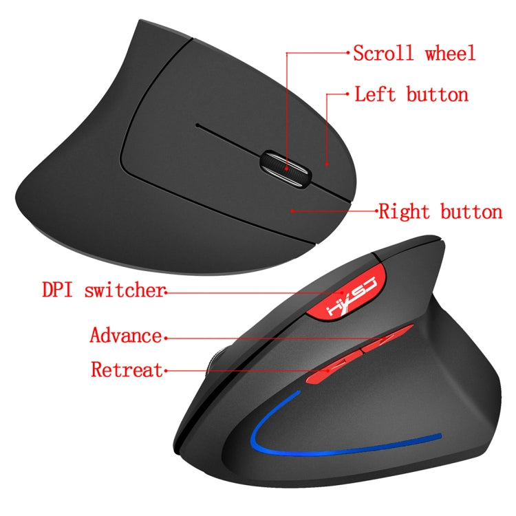 HXSJ T22 2.4GHz Wireless 4-Keys 2400 DPI Adjustable Ergonomics Optical Vertical Mouse My Store