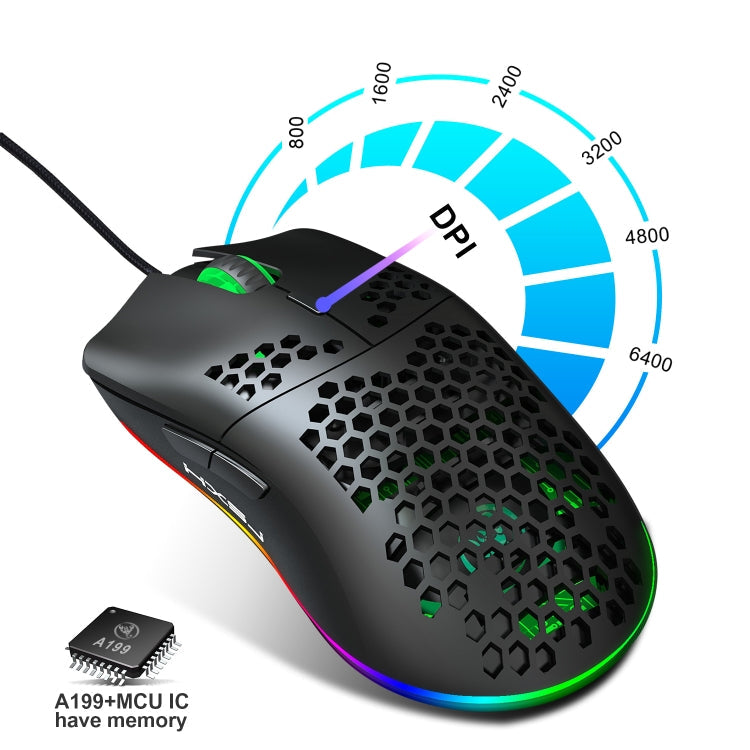 HXSJ J900 6 Keys RGB Lighting Programmable Gaming Wired Mouse (White) My Store