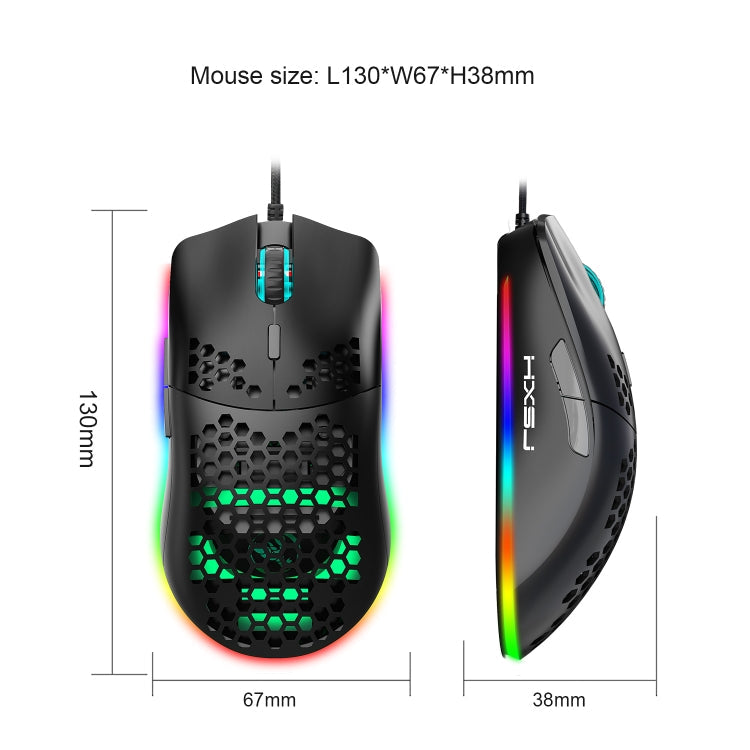 HXSJ J900 6 Keys RGB Lighting Programmable Gaming Wired Mouse (White) My Store