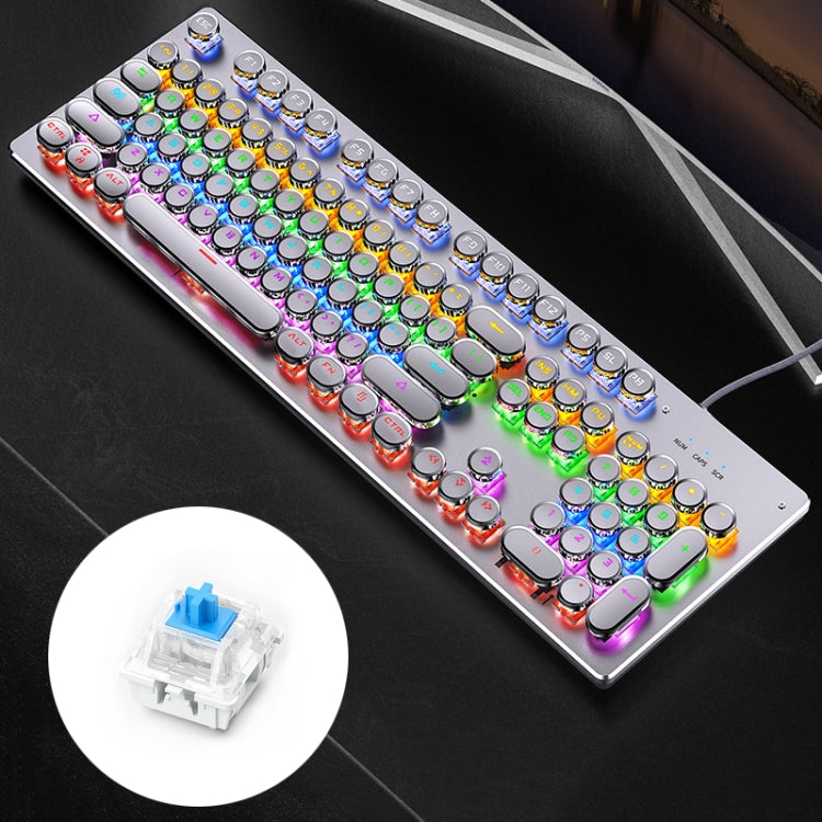 YINDIAO Electroplating Punk Mixed Light USB Mechanical Gaming Wired Keyboard, Blue Shaft My Store