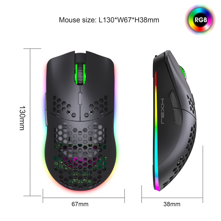 HXSJ T66 7 Keys Colorful Lighting Programmable Gaming Wireless Mouse My Store