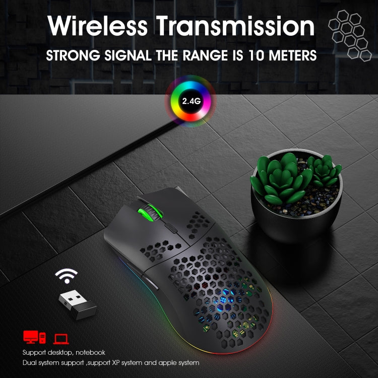 HXSJ T66 7 Keys Colorful Lighting Programmable Gaming Wireless Mouse My Store