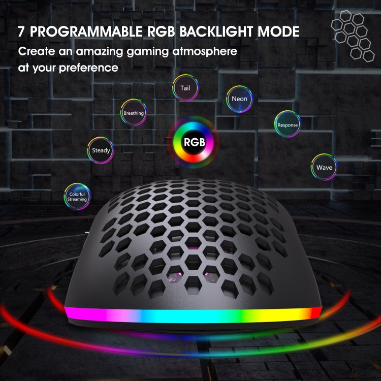 HXSJ T66 7 Keys Colorful Lighting Programmable Gaming Wireless Mouse My Store