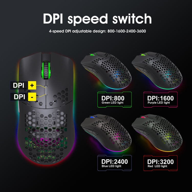 HXSJ T66 7 Keys Colorful Lighting Programmable Gaming Wireless Mouse My Store