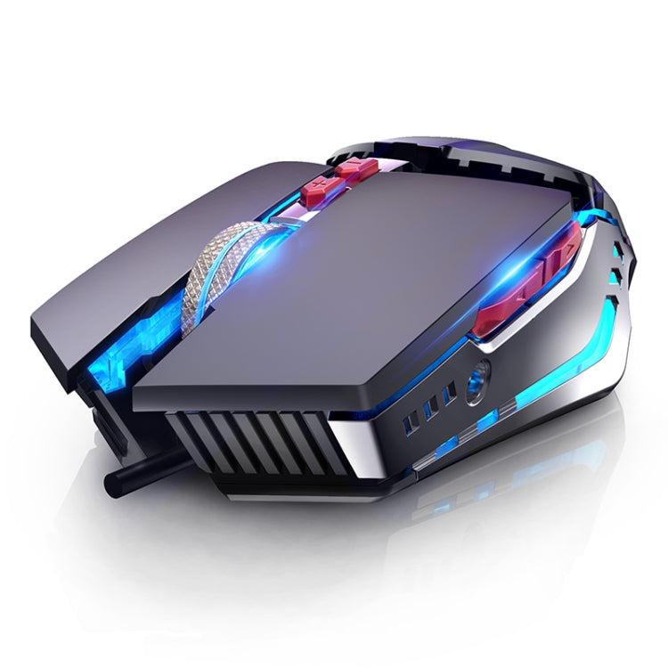 YINDIAO 3200DPI 4-modes Adjustable 7-keys RGB Light Wired Metal Mechanical Hard Core Macro Mouse, Style: Silent Version My Store