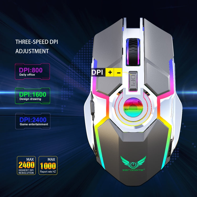 ZERODATE T30 2.4GHz 2400DPI Three-speed Adjustable RGB Backlight Wireless Optical Mouse My Store