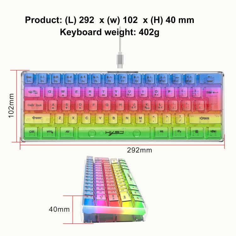 HXSJ V700T 61-key Wired Membrane RGB Backlit Mechanical Keyboard My Store