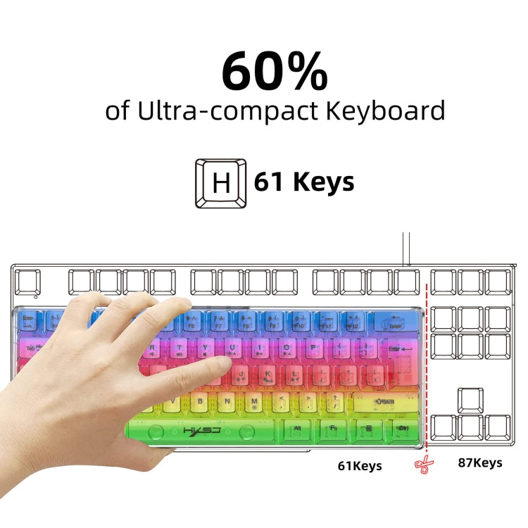 HXSJ V700T 61-key Wired Membrane RGB Backlit Mechanical Keyboard My Store