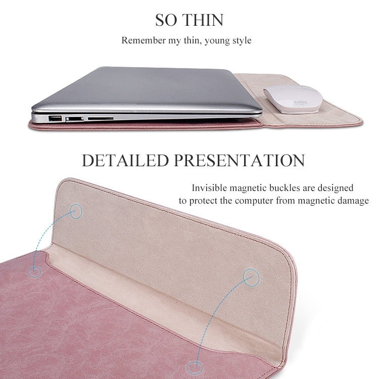 PU01S PU Leather Horizontal Invisible Magnetic Buckle Laptop Inner Bag for 14.1 inch laptops My Store