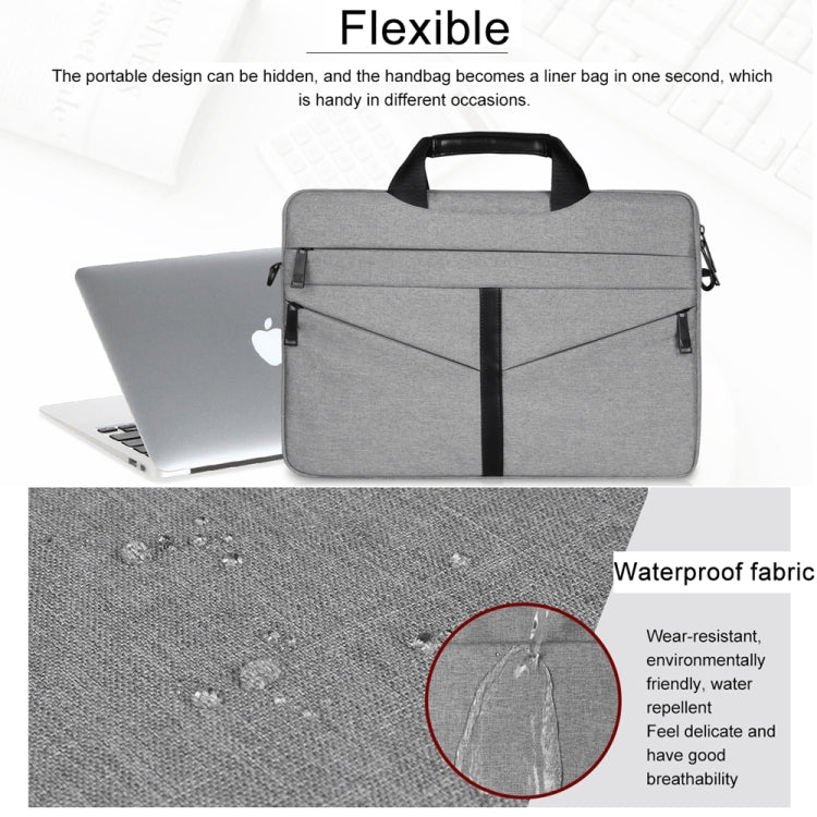 14.1 inch Breathable Wear-resistant Fashion Business Shoulder Handheld Zipper Laptop Bag with Shoulder Strap