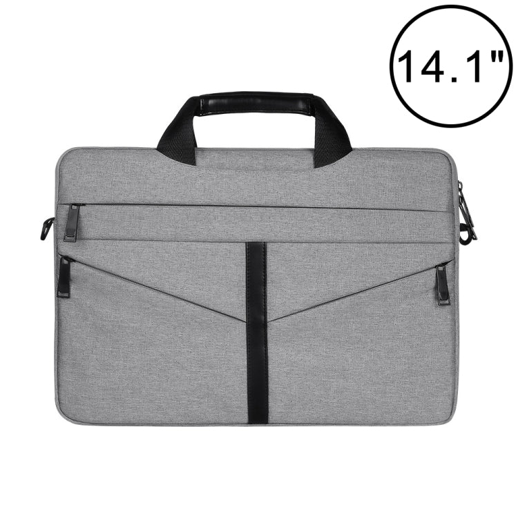 14.1 inch Breathable Wear-resistant Fashion Business Shoulder Handheld Zipper Laptop Bag with Shoulder Strap