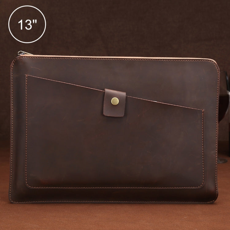 Universal Genuine Leather Business Zipper Laptop Tablet Bag For 13 inch and Below My Store