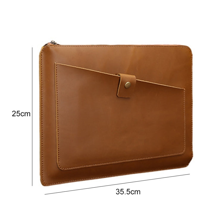 Universal Genuine Leather Business Zipper Laptop Tablet Bag For 13 inch and Below