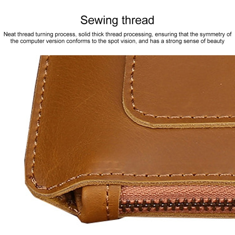 Universal Genuine Leather Business Zipper Laptop Tablet Bag For 13 inch and Below My Store