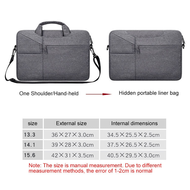 ST02S Waterproof Tear Resistance Hidden Portable Strap One-shoulder Handbag for 13.3 inch Laptops, with Suitcase Belt