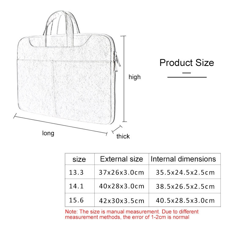 ST06S Waterproof PU Leather Zipper Hidden Portable Strap One-shoulder Handbag for 13.3 inch Laptops, with Magic Stick & Suitcase Belt