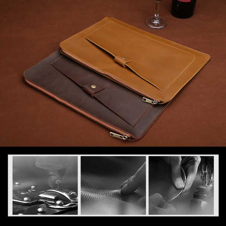 Universal Genuine Leather Business Zipper Laptop Tablet Bag For 15.4 inch and Below My Store