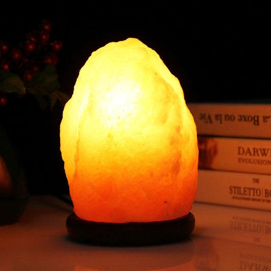 Crystal Rock Healthy Table Desk Lamp Night Light with Wood Base & Bulb & Switch, Small Size Weight 1-2KG, AC 110V, US Plug My Store