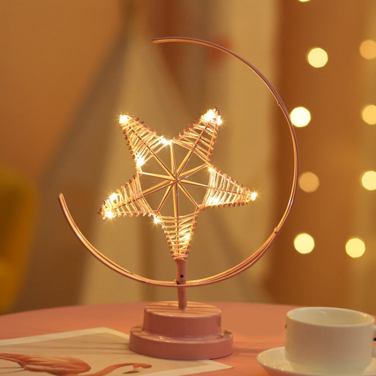 Star Moon Shape Iron Night Light Decorative Light, Battery Version My Store