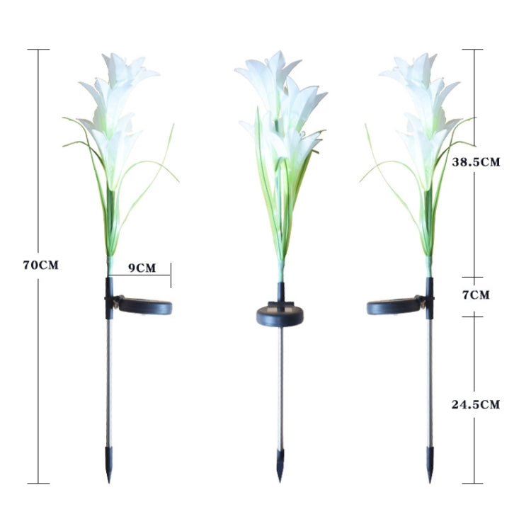 Simulated Lily Flower 4 Heads Solar Powered Outdoor IP55 Waterproof LED Decorative Lawn Lamp, White Light My Store