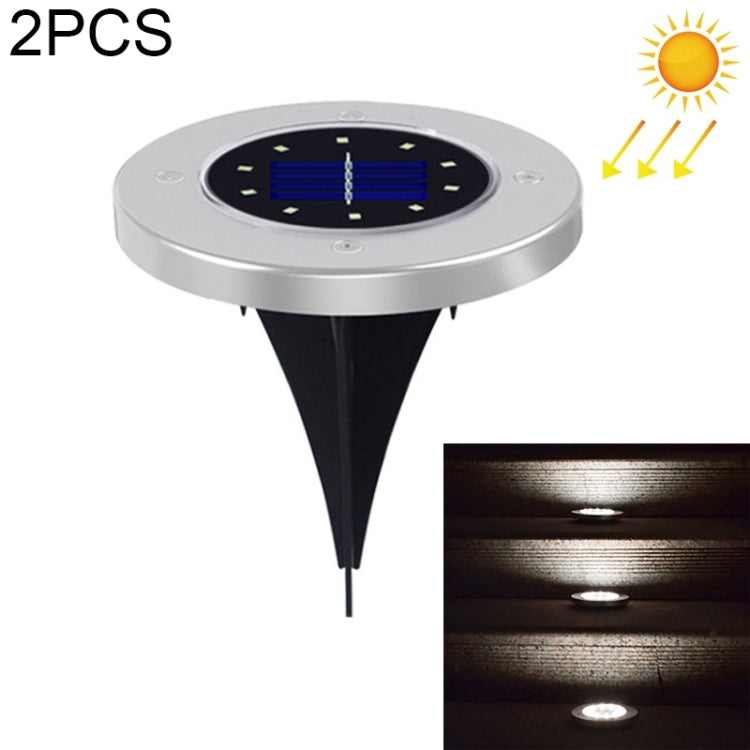 2 PCS 10 LEDs Solar Powered Buried Light Under Ground Lamp IP65 Waterproof Outdoor Garden Street Light