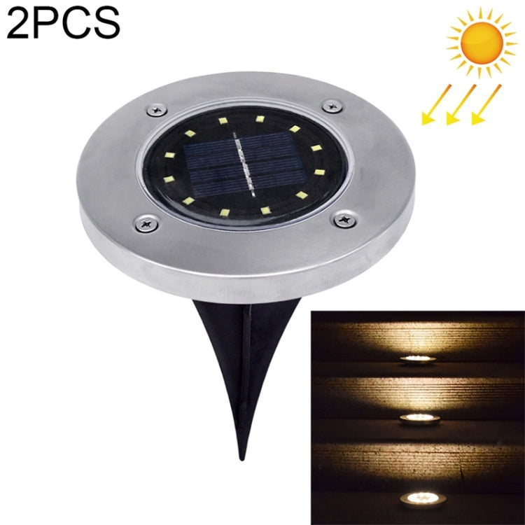 2 PCS 12 LEDs Solar Powered Buried Light Under Ground Lamp IP65 Waterproof Outdoor Garden Street Light-Reluova