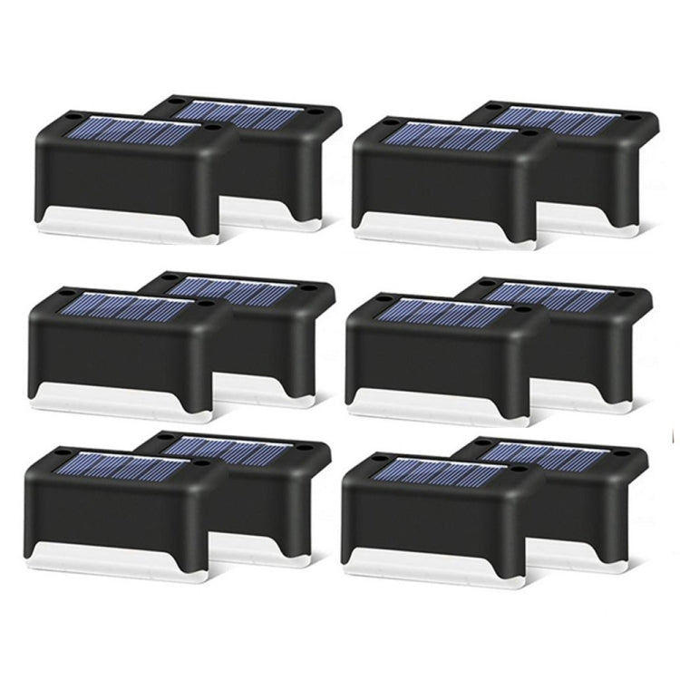 12 PCS Solar Powered LED Outdoor Stairway Light IP65 Waterproof Garden Lamp, Warm White Light