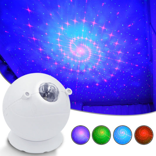 5W USB-C / Type-C Power Supply Remote Control Basketball Shape Colorful Nebula Laser Projection Lamp LED Atmosphere Night Light with Base