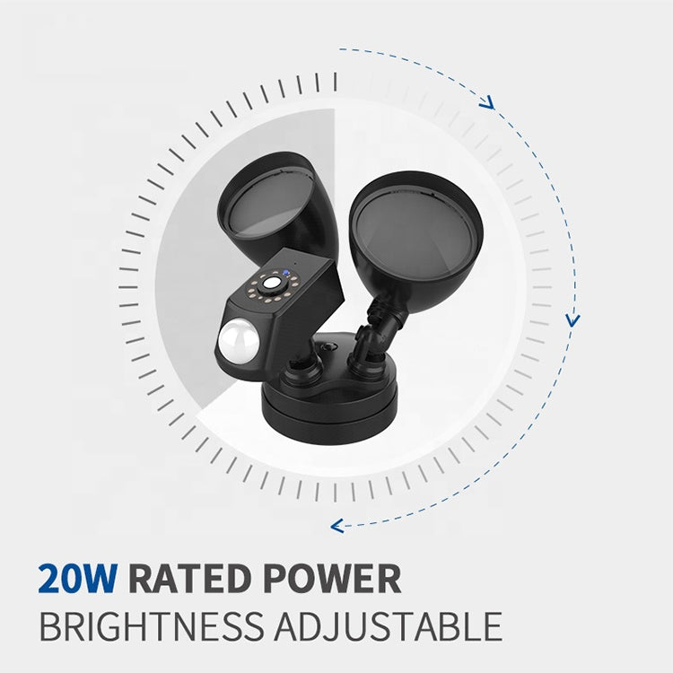 20W LED Smart Sensor Outdoor Floodlight with 1080P Security Camera, 3000K Warm Light-Reluova