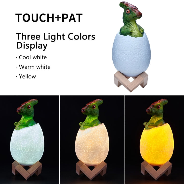 Parasaurolophus Shape Creative Touch 3D Decorative Night Light, 3-color Patting Version