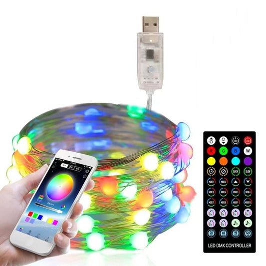 Christmas Decoration USB Copper Wire String Light Remote Controller & Bluetooth Mobile APP Control, Length: 5m 50 LEDs My Store