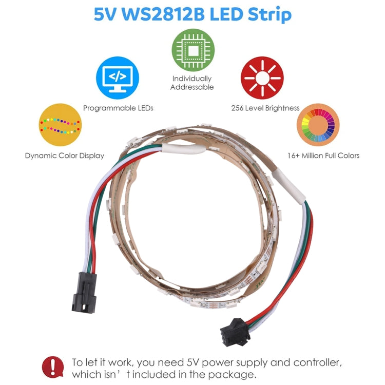 WS2812B 5050 SMD LED RGB Bare Board Rope Light, 30 LED/m, DC 5V, Length: 1m My Store