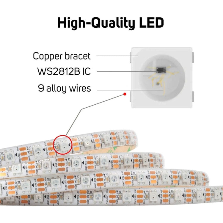 WS2812B 5050 SMD LED RGB Bare Board Rope Light, 30 LED/m, DC 5V, Length: 1m