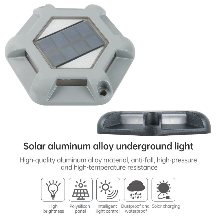 6 LEDs Outdoor Waterproof Aluminum Alloy High Compression Solar Buried Light Road Lighting Lamp, Color Temperature: 6000K (Silver Gray White Light) My Store