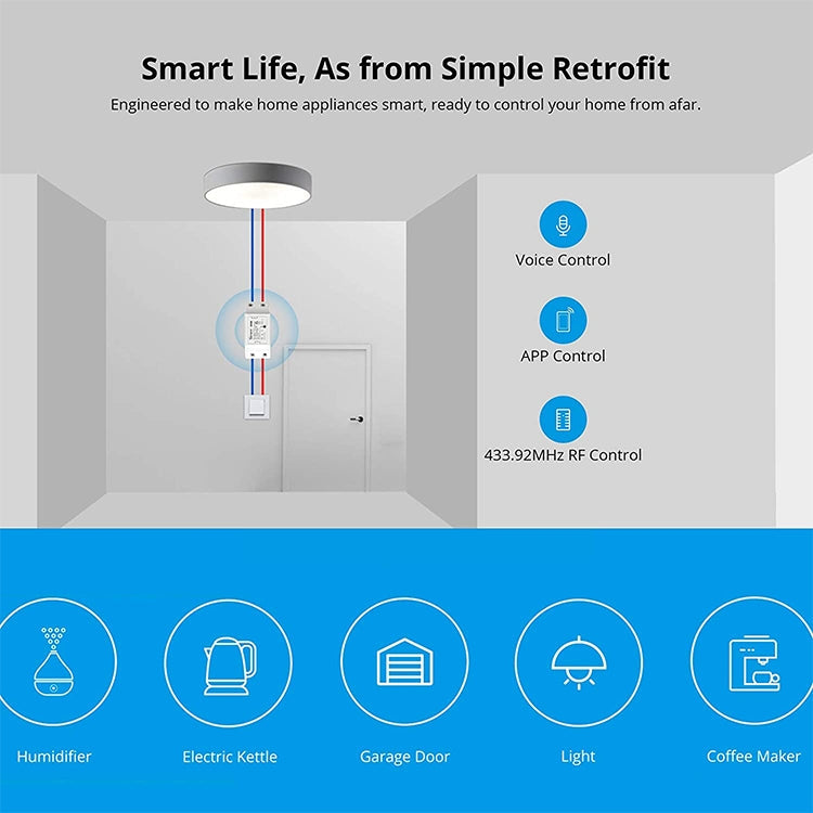 Sonoff Basic R2 eWelink Phone APP WiFi 2.4GHz DIY Smart LED Switch Remote Controller Module, Support Alexa Echo & Google Home Voice Control, AC 90-250V My Store