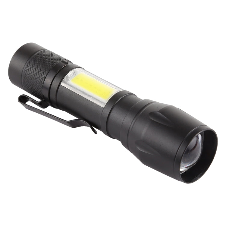 A3 USB Charging Waterproof Zoomable XPE + COB Flashlight with 3-Modes & Clip & Storage Box