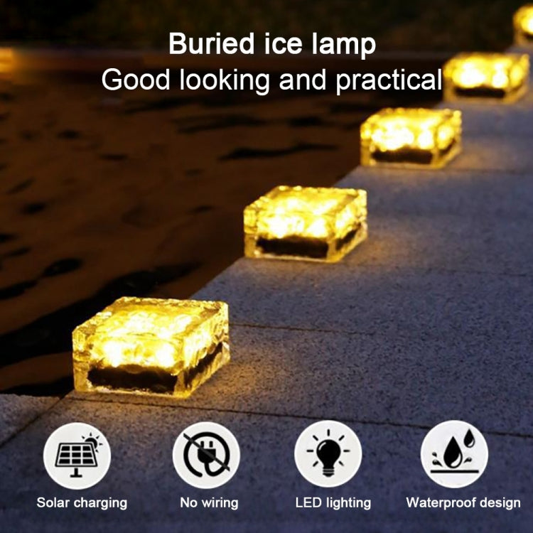 Solar Powered Square Tempered Glass Outdoor LED Buried Light Garden Decoration Lamp IP55 Waterproof，Size: 7 x 7 x 5cm My Store