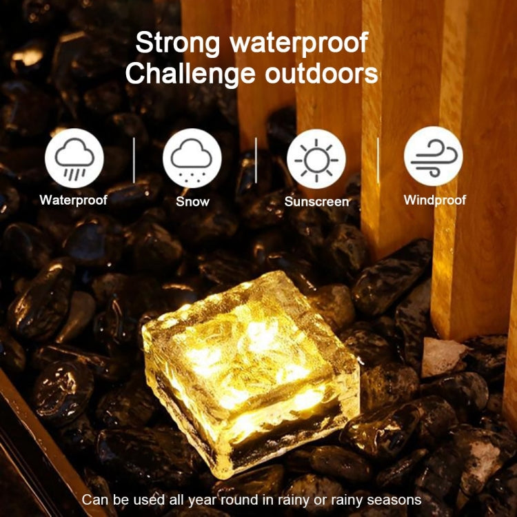 Solar Powered Square Tempered Glass Outdoor LED Buried Light Garden Decoration Lamp IP55 Waterproof，Size: 7 x 7 x 5cm My Store