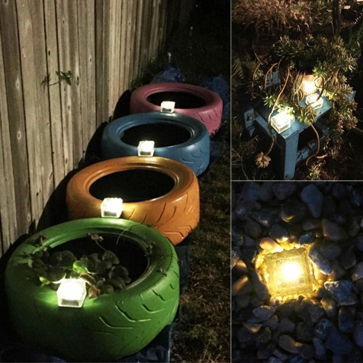 Solar Powered Square Tempered Glass Outdoor LED Buried Light Garden Decoration Lamp IP55 Waterproof，Size: 7 x 7 x 5cm My Store