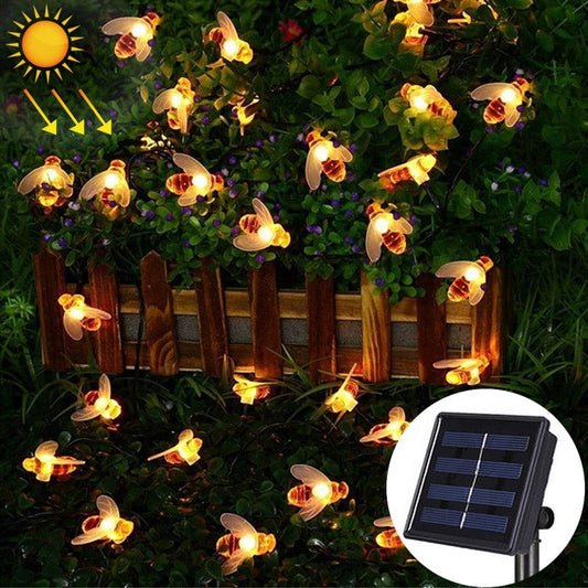 4.8m 20 LEDs Bee Solar Powered Warm White Waterproof Outdoor Garden Decorative String Light Fairy Lamp with 100mA / 1.2V Solar Panel My Store